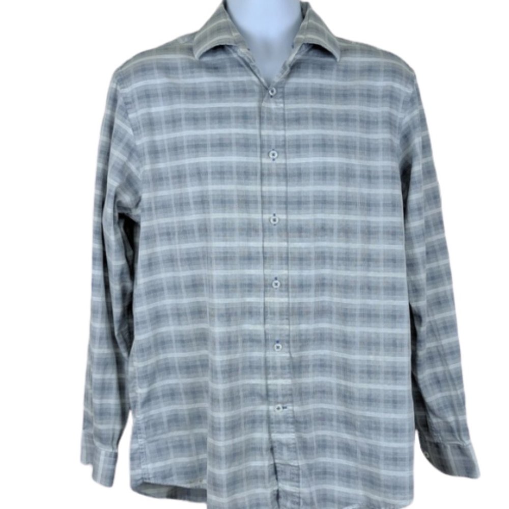 Pronto Uomo Size L Casual Button Front Shirt Check